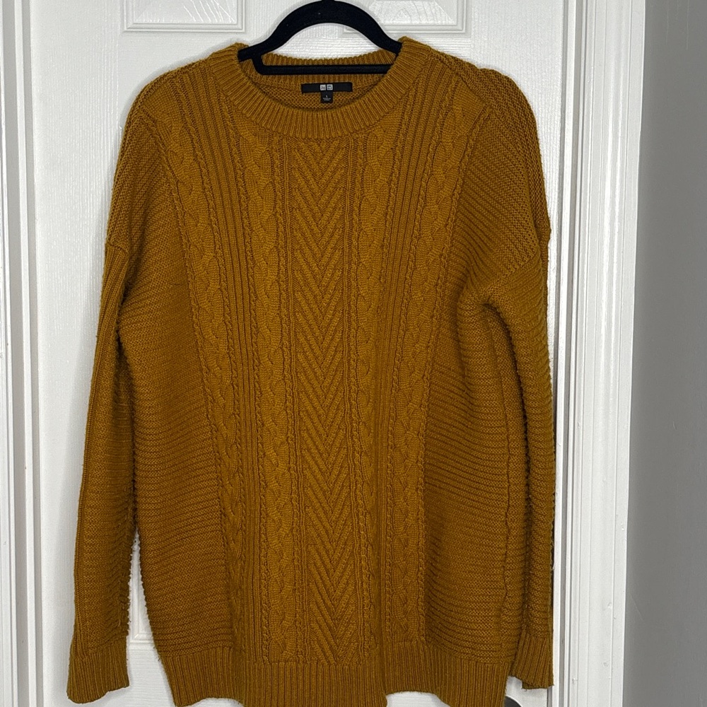 Uniqlo Mustard Cable Knit Sweater
